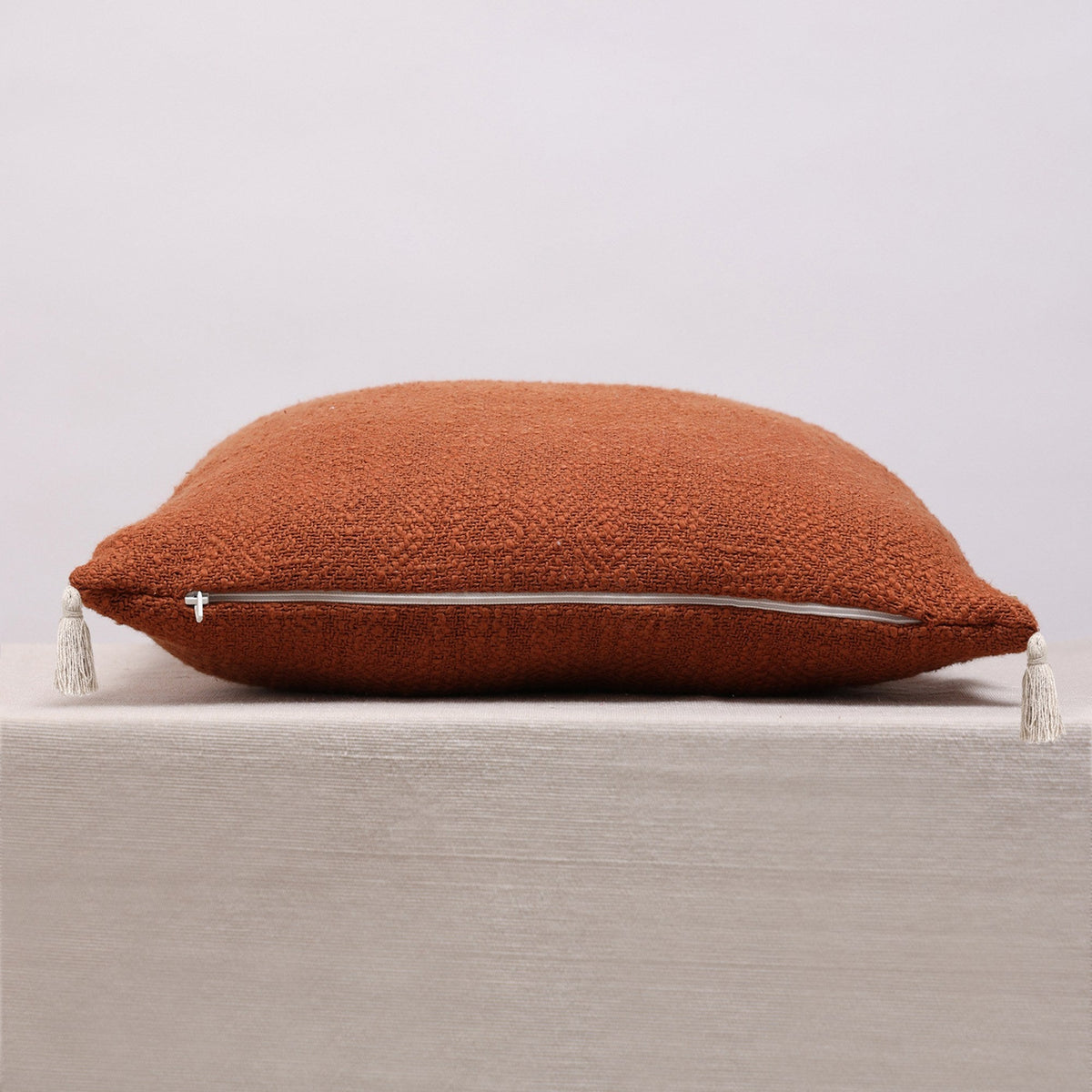 Modern Indie Rust Textured Cotton Square Cushion Cover, view 2