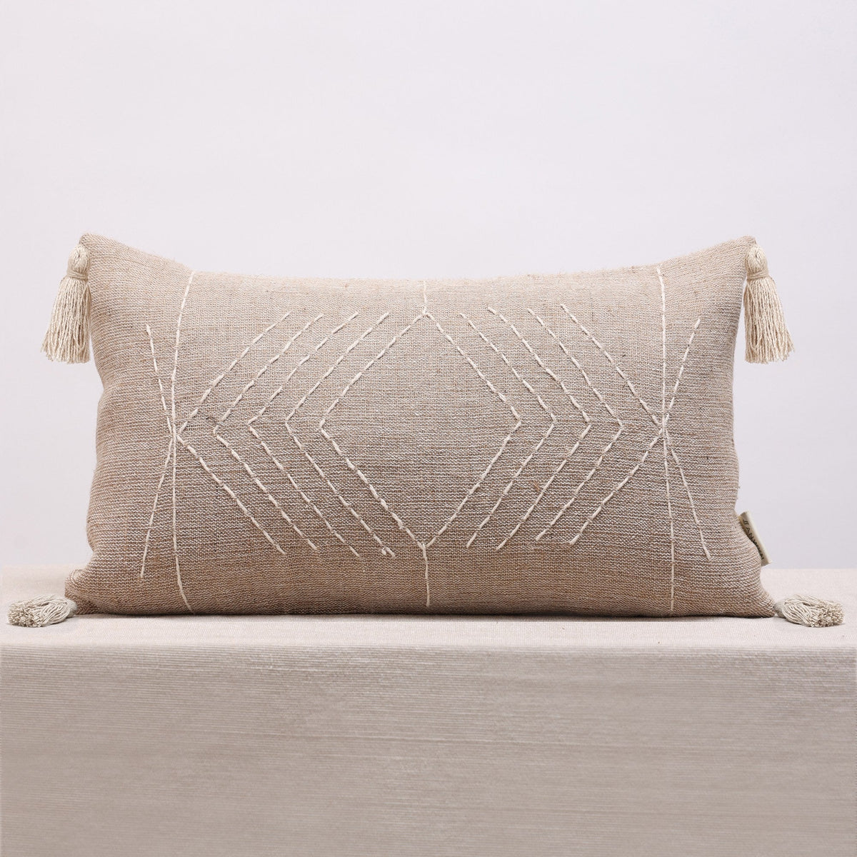 Brown Embroidered Cotton Rectangle Cushion Covers, Set of 2, view 4