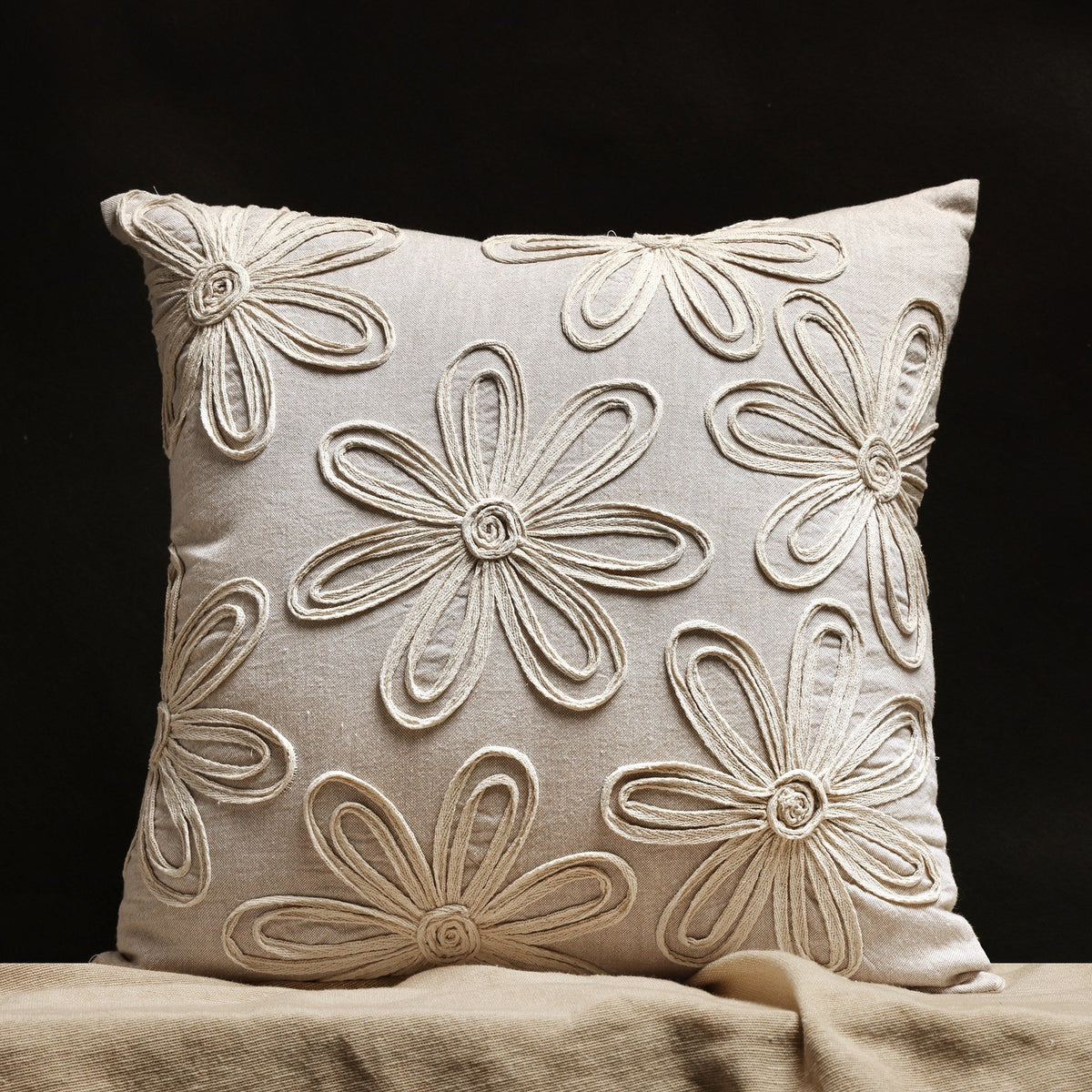 Modern Indie Beige & Brown Embroidered Cushion Covers, Set of 3, view 3