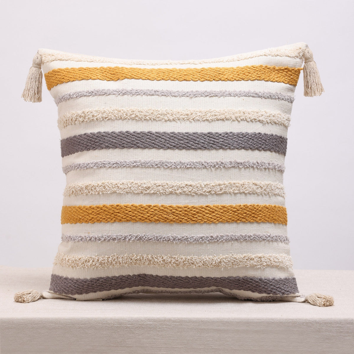 Modern Indie White & Grey Self Design Cushion Covers, Set of 5, view 4