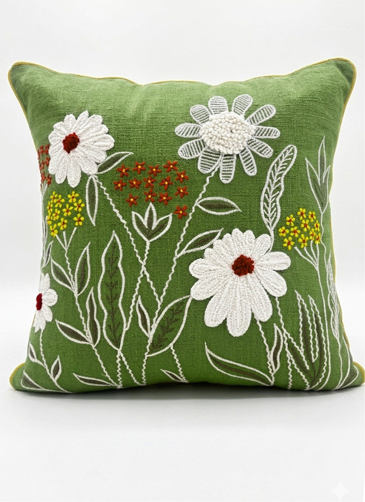 Green Floral Square Cushion Covers, view 2
