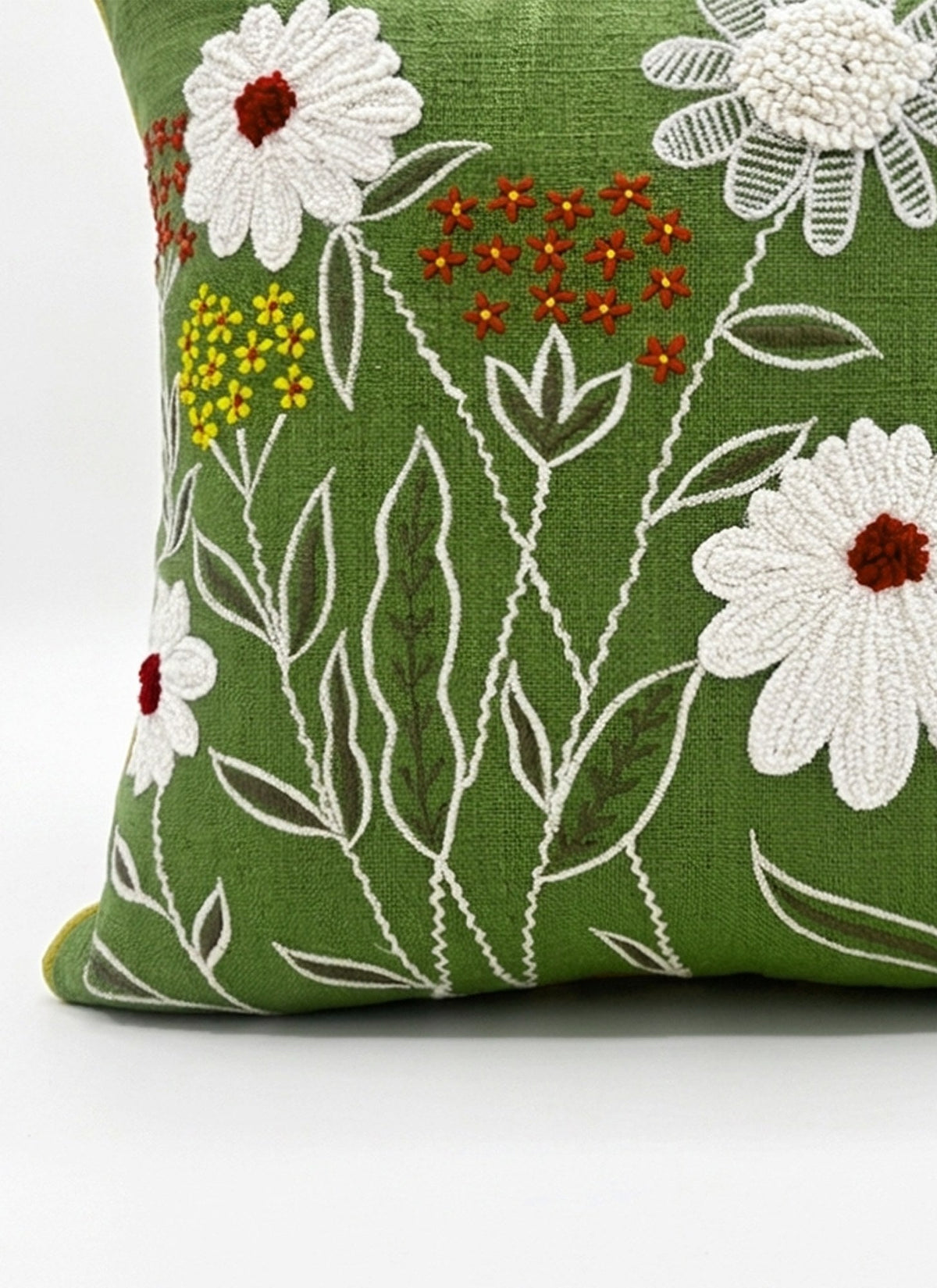 Green Floral Square Cushion Covers, view 4