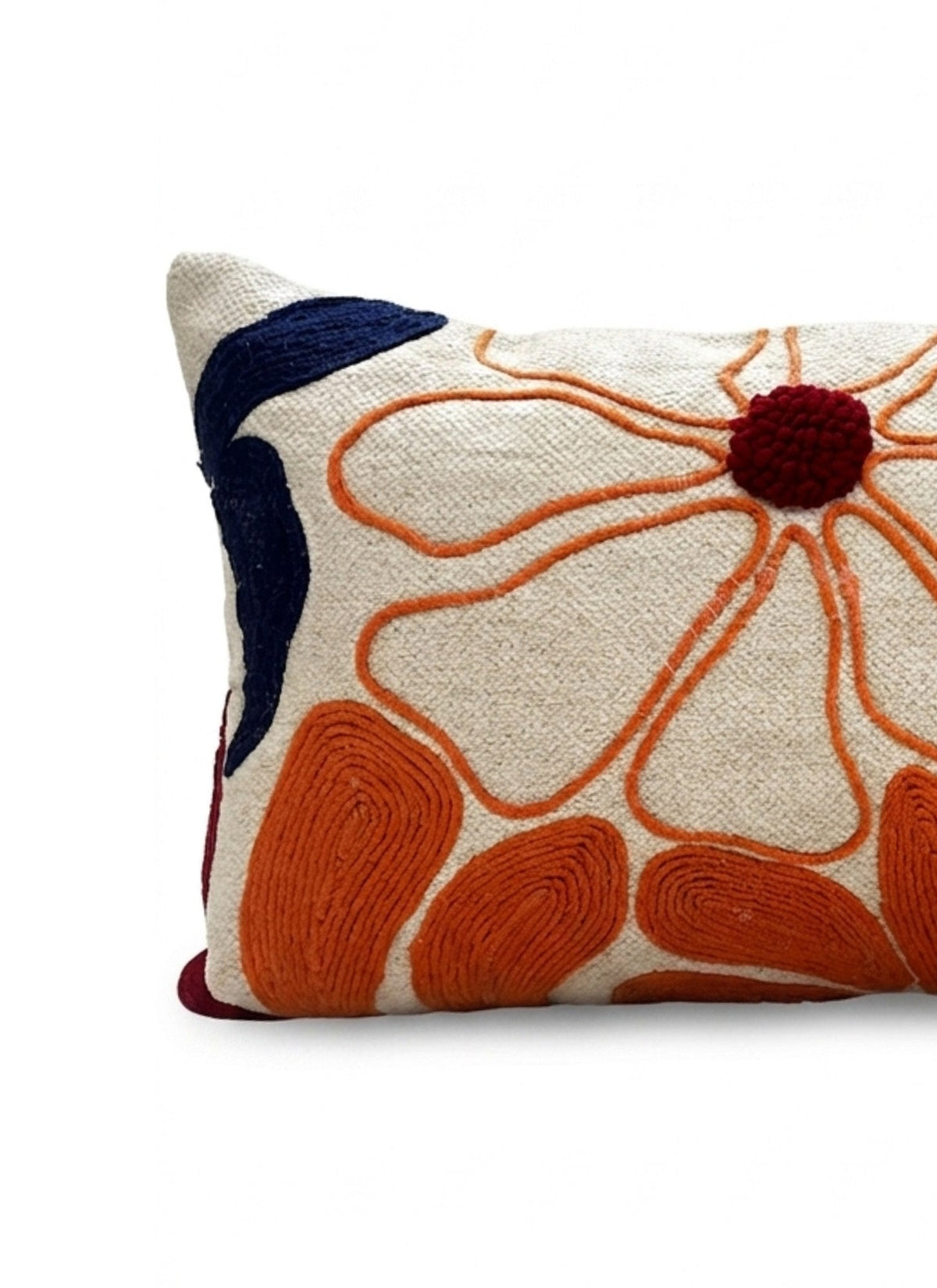Beige & Orange Floral Rectangle Cushion Covers, view 4