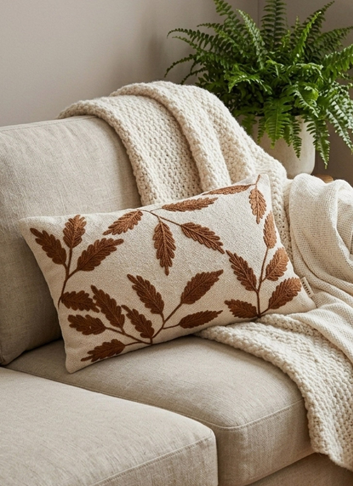 Beige & Brown Rectangle Cushion Covers, view 2