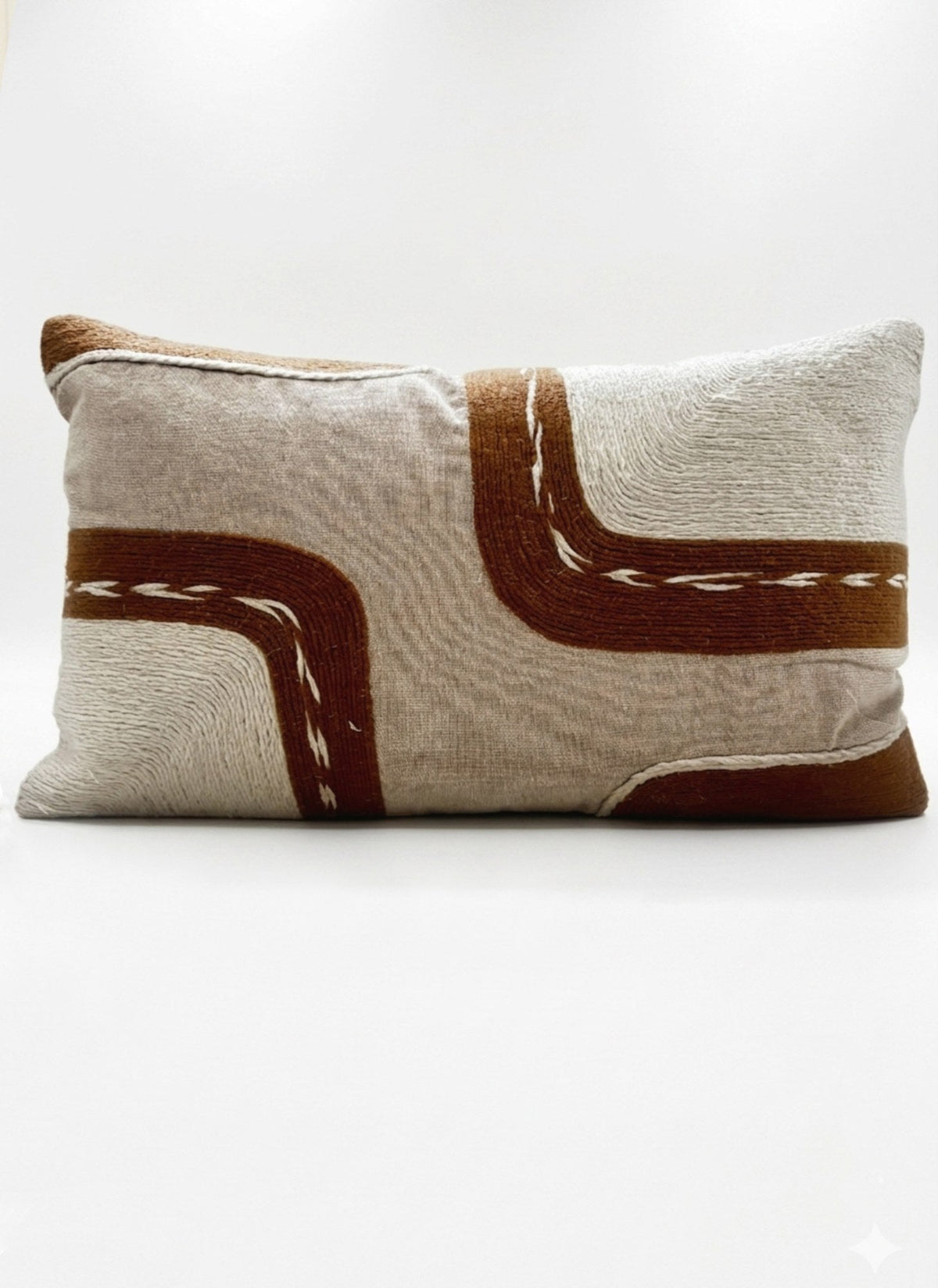 Beige & Brown Abstract Rectangle Cushion Covers, view 2