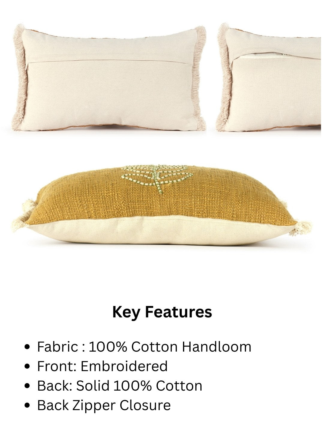 Mustard & Cream Floral Rectangle Cushion Covers, view 4