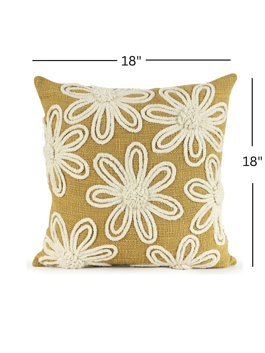 Mustard & Cream Floral Square Cushion Covers, view 5