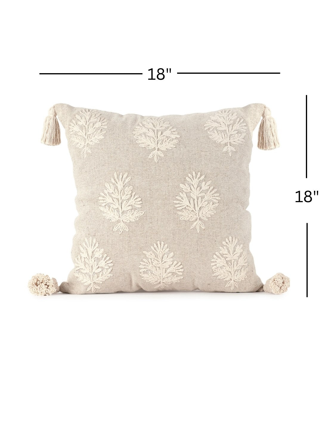 Beige & Cream Embroidered Square Cushion Covers, Set of 2, view 4
