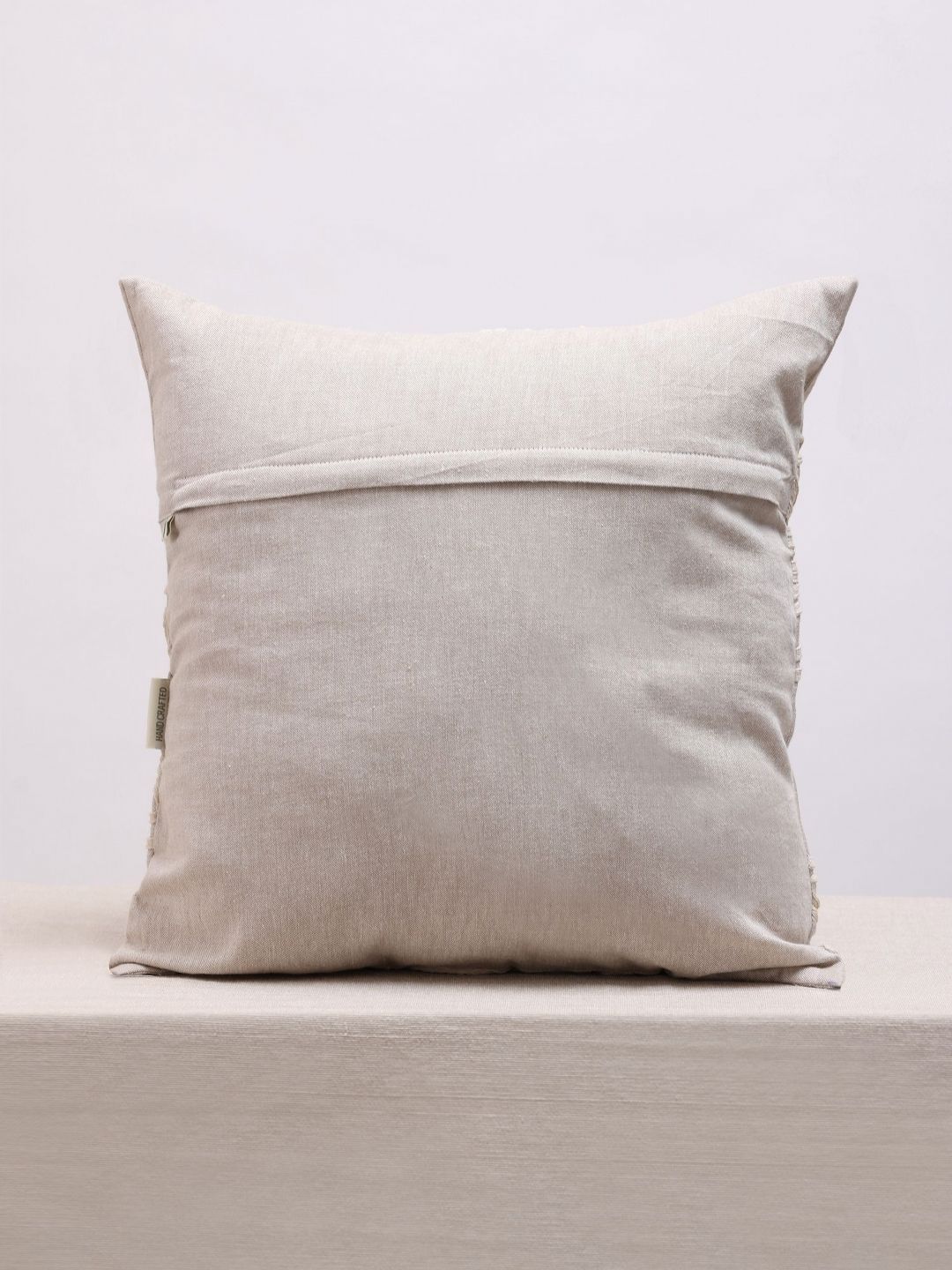 Modern Indie Beige & Brown Embroidered Square Cushion Cover, view 4