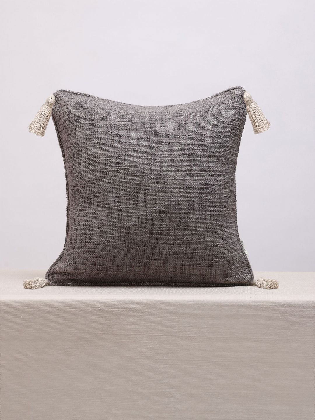 Beige Tassel Embroidered Cotton Cushion Covers, Set of 7, view 6